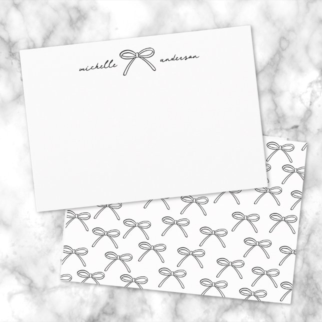 Personalisierter Minimalistischer Bogen Mitteilungskarte (Personalized Minimalist Bow Name Note Card)