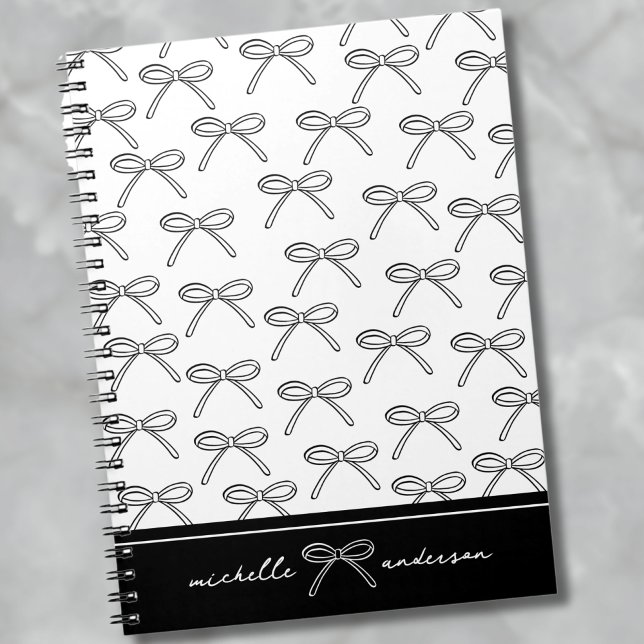 Personalisierter Minimalistischer Bogen Notizblock (Personalized Minimalist Bow Name notebook)