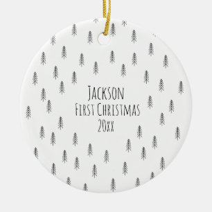 Personalisierter minimalistischer Boho-Baby-Schmuc Keramik Ornament