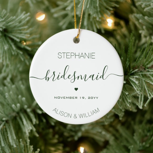 Personalisierter Minimalistischer Bridesmaid dunke Keramik Ornament (Baum)
