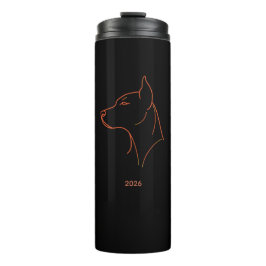 Personalisierter minimalistischer Dobermann-Linien Thermosbecher