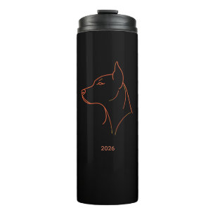 Personalisierter minimalistischer Dobermann-Linien Thermosbecher
