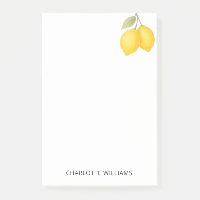 Personalisierter Minimalistischer Niedlicher Lemon Post-it Klebezettel (Vorderseite)
