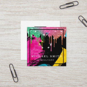 Personalisierter Minimalistischer QR-Code-Platz Quadratische Visitenkarte