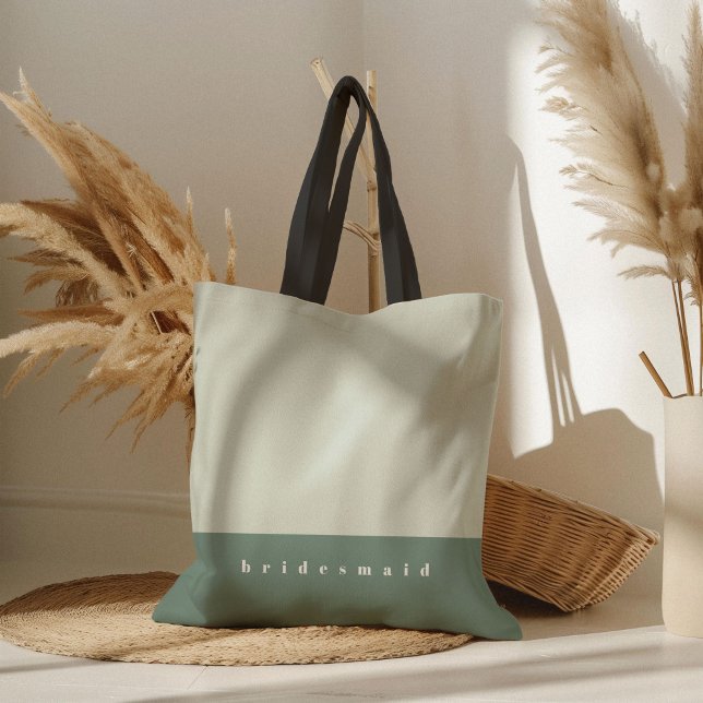 Personalisierter Minusfarbblock (Mint green color block bridesmaid wedding tote bag.)