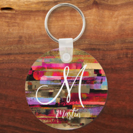 Personalisierter mit Monogramm Abstrakter AcrylSch Schlüsselanhänger