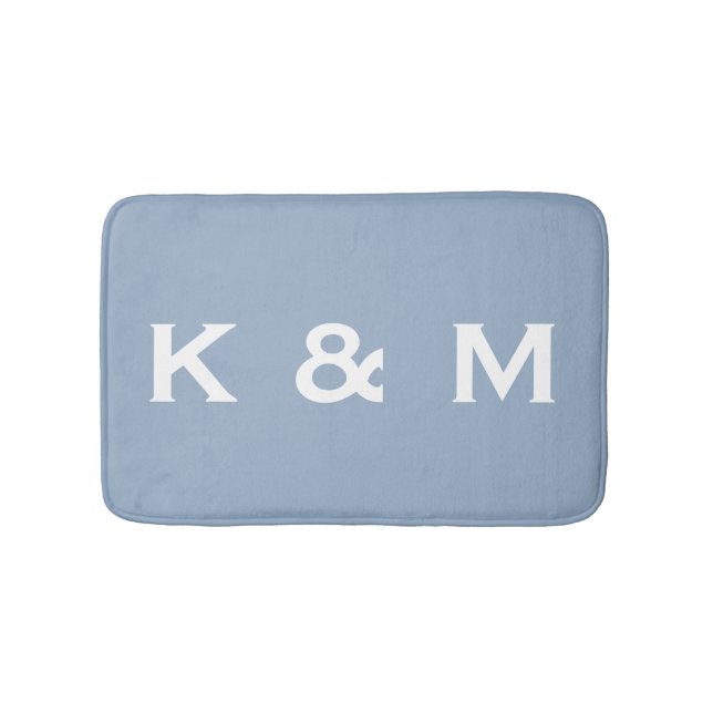 Personalisierter Mit Monogramm Blauer Grau Badematte (Vorderseite)