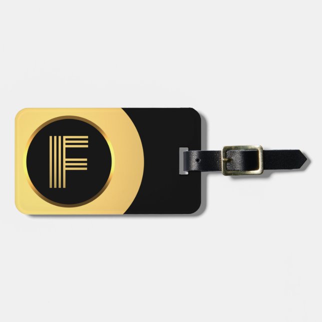Personalisierter Mit Monogramm Goldbrief F Gepäckm Gepäckanhänger (Vorderseite horizontal)