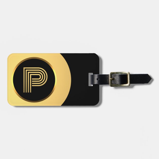 Personalisierter Mit Monogramm Goldbrief P Gepäckm Gepäckanhänger (Vorderseite horizontal)