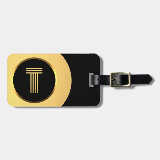 Personalisierter Mit Monogramm Goldbrief T Gepäcka Gepäckanhänger (Vorderseite horizontal)
