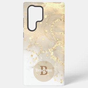 Personalisierter Mit Monogramm Goldmarmor-Glitzer Samsung Galaxy Hülle