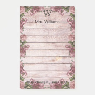 Personalisierter Mit Monogramm Holzhintergrund Post-it Klebezettel