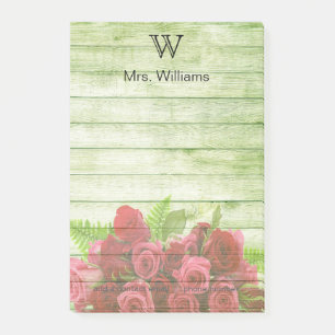 Personalisierter Mit Monogramm Holzhintergrund Post-it Klebezettel