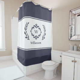 Personalisierter Mit Monogramm Name Anfangsblau Duschvorhang