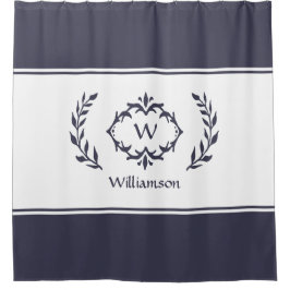 Personalisierter Mit Monogramm Name Anfangsblau Duschvorhang