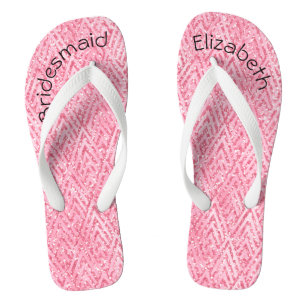 Personalisierter Mit Monogramm Rosa Glitzer Brides Flip Flops
