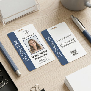 Personalisierter Mitarbeiter Ausweis Blau für Unte