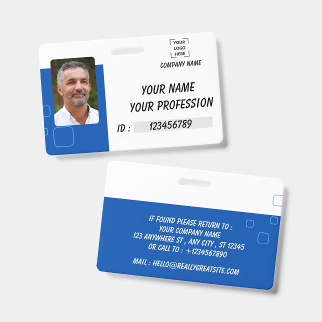 Personalisierter Mitarbeiter-Fotoausweis Ausweis (Vorder- & Rückseite)