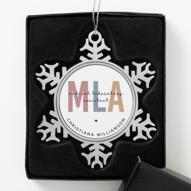 Personalisierter MLA Medical Laborant Schneeflocken Zinn-Ornament (Box)