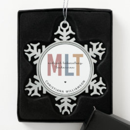 Personalisierter MLT Medizinischer Labortechniker Schneeflocken Zinn-Ornament
