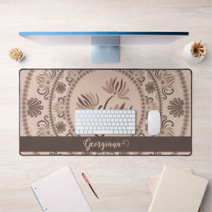 Personalisierter Mocha-Rococo-Revival-Dot-Mandala- Schreibtischunterlage