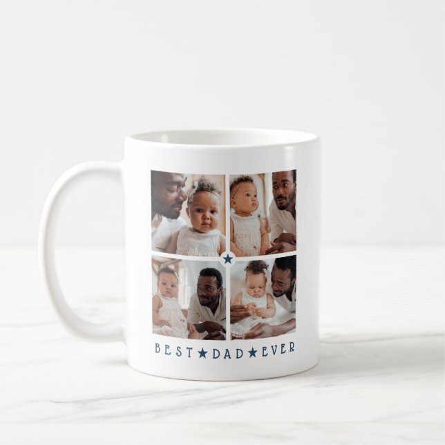 Personalisierter moderner 4-Foto 'Bester Vater all Kaffeetasse (Links)