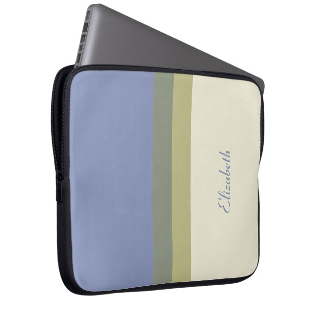 Personalisierter, moderner blauer cremefarbener Fa Laptopschutzhülle (Vorne Rechts)