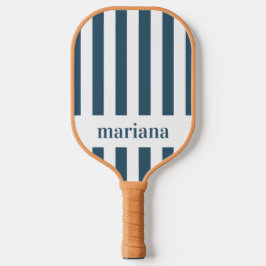Personalisierter moderner blauer Streifenname Pickleball Schläger
