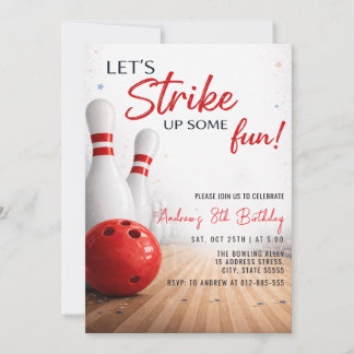 Personalisierter moderner Bowling-Geburtstag Einladung