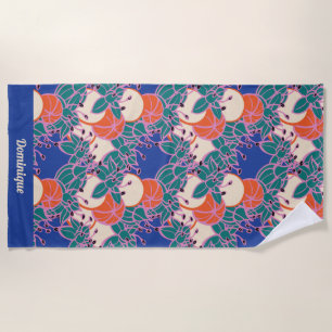 Personalisierter, moderner Bud & Blume Pattern Str Strandtuch