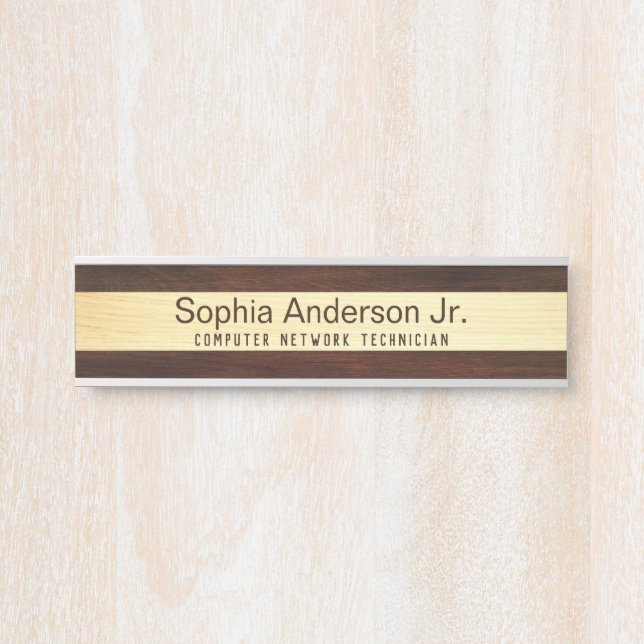 Personalisierter moderner Büroname Holz Türschild (Vorderseite )