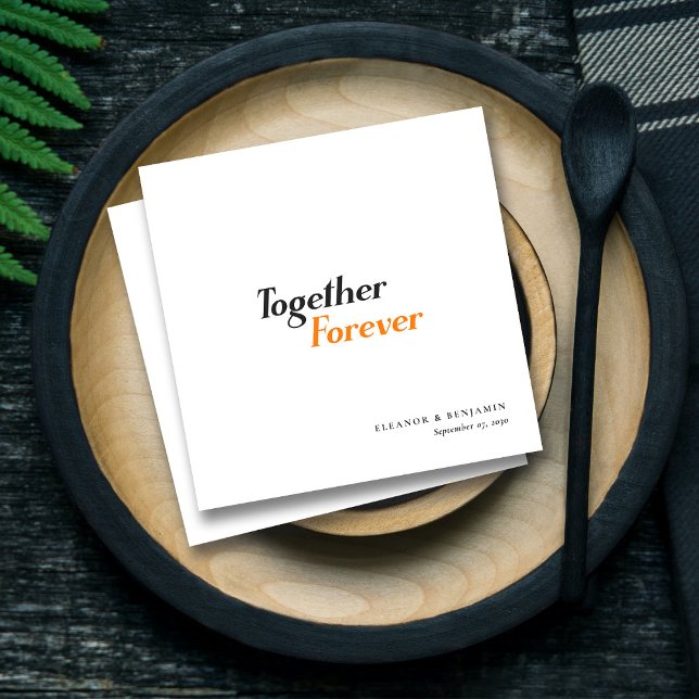 Personalisierter moderner Chic Wedding Napkins Serviette (Personalized Modern Chic Wedding_ Together Forever Napkins)