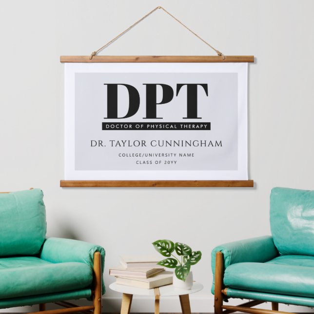 Personalisierter moderner DPT Arzt für Physikalisc Wandteppich Mit Holzrahmen (Wohnzimmer)