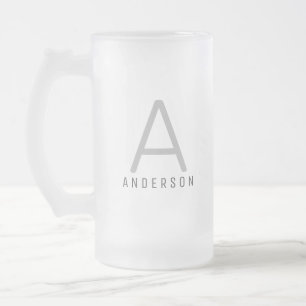 Personalisierter, moderner einfacher Monogrammname Mattglas Bierglas