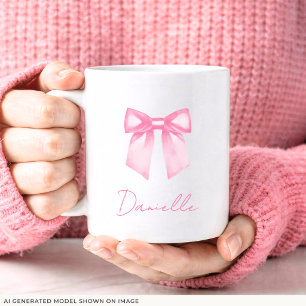 Personalisierter moderner eleganter rosa Schleifen Kaffeetasse