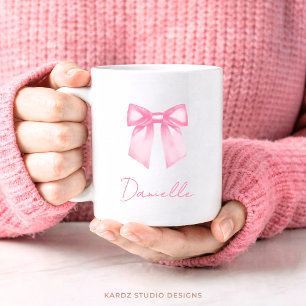Personalisierter moderner eleganter rosa Schleifen Kaffeetasse