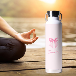Personalisierter moderner eleganter rosa Schleifen Trinkflasche