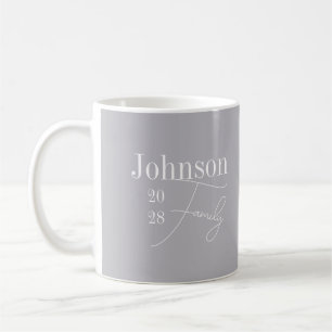 Personalisierter moderner Familienname Grau Kaffeetasse