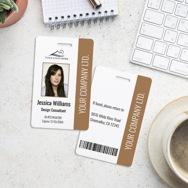 Personalisierter moderner Firmenmitarbeiter Brown  Ausweis (Von Creator hochgeladen)
