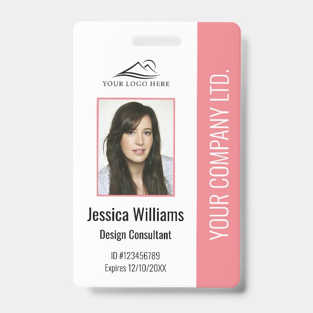 Personalisierter moderner Firmenmitarbeiter Pink I Ausweis (Vorderseite)