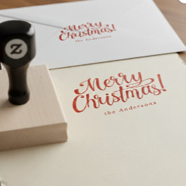 Personalisierter moderner Frohe Weihnachten Famili Gummistempel