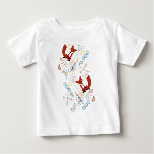 Personalisierter moderner Fuchs im Wald-Muster Baby T-shirt