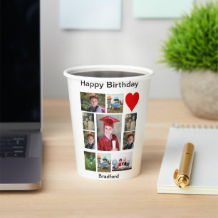 Personalisierter, moderner Geburtstag 11 FotoColla Pappbecher