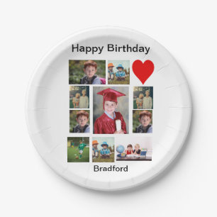 Personalisierter, moderner Geburtstag 11 FotoColla Pappteller