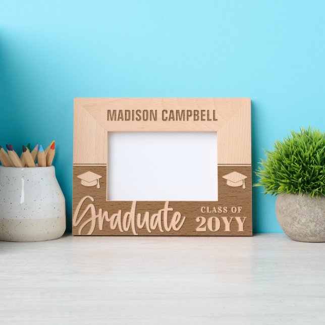 Personalisierter moderner Graduate Typografy Absch Geätzte Rahmen (Vorderseite)