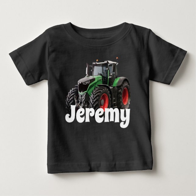 Personalisierter, moderner Green Tracker Baby T-shirt (Vorderseite)