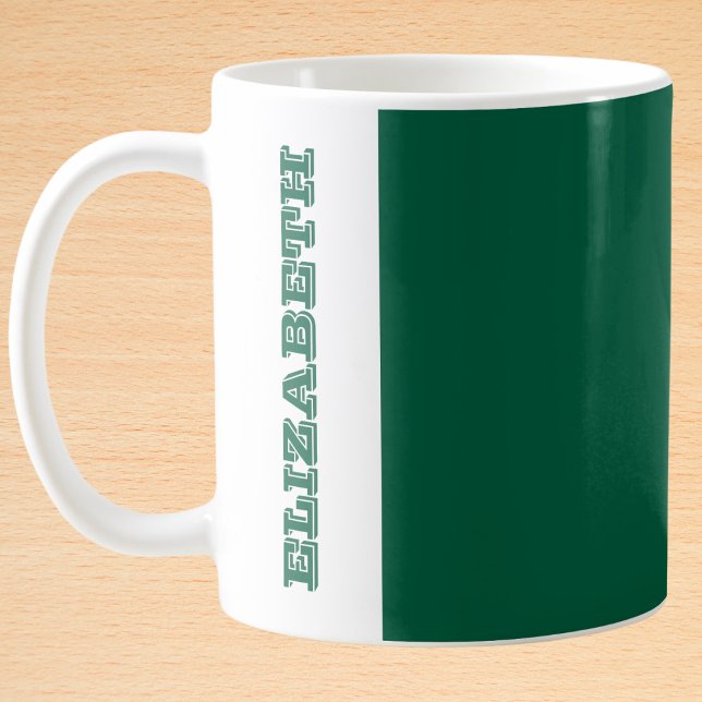 Personalisierter, moderner grüner Blockname Kaffeetasse (Von Creator hochgeladen)