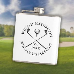 Personalisierter moderner klassischer Golfclub-Nam Flachmann