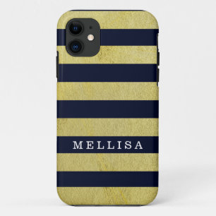 Personalisierter moderner Marinegoldstreifen Case-Mate iPhone Hülle