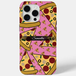 Personalisierter moderner Name Slice Pizza Pink Case-Mate iPhone Hülle
